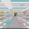 Modern Retail Store Interior With Colorful Counters Display Shelves And Bright Lighting