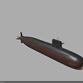 Military Submarine Model In Dark Brown And Black With Command Tower Structure 3d model