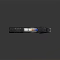 Modern Black Pistol With Red Grip Blue Glowing Part And Metallic Structure