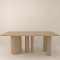 Modern Beige Dining Table With Light Colored Top And Cylindrical Legs 3d model