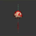 Red Lotus Shaped Clothing Accessory With Green Beads And Red White Striped Design