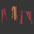 Decorative Curtain Components With Pink Striped And Gold Fabric Designs