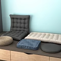 Home Living Cushions Mats Gray Backrest Beige Seat Blue Foldable Woven Round On Wood Table