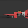 Red Spacecraft Model With Pointed Nose Red Wings Silver Cockpit And Front Spike