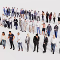 Group of Diverse People Standing in Various Poses With Different Outfits and Casual Attire