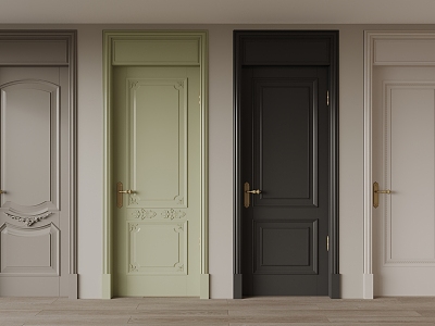 French Single Door Interior Door 3d model