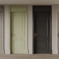 French Single Door Interior Door 3d model