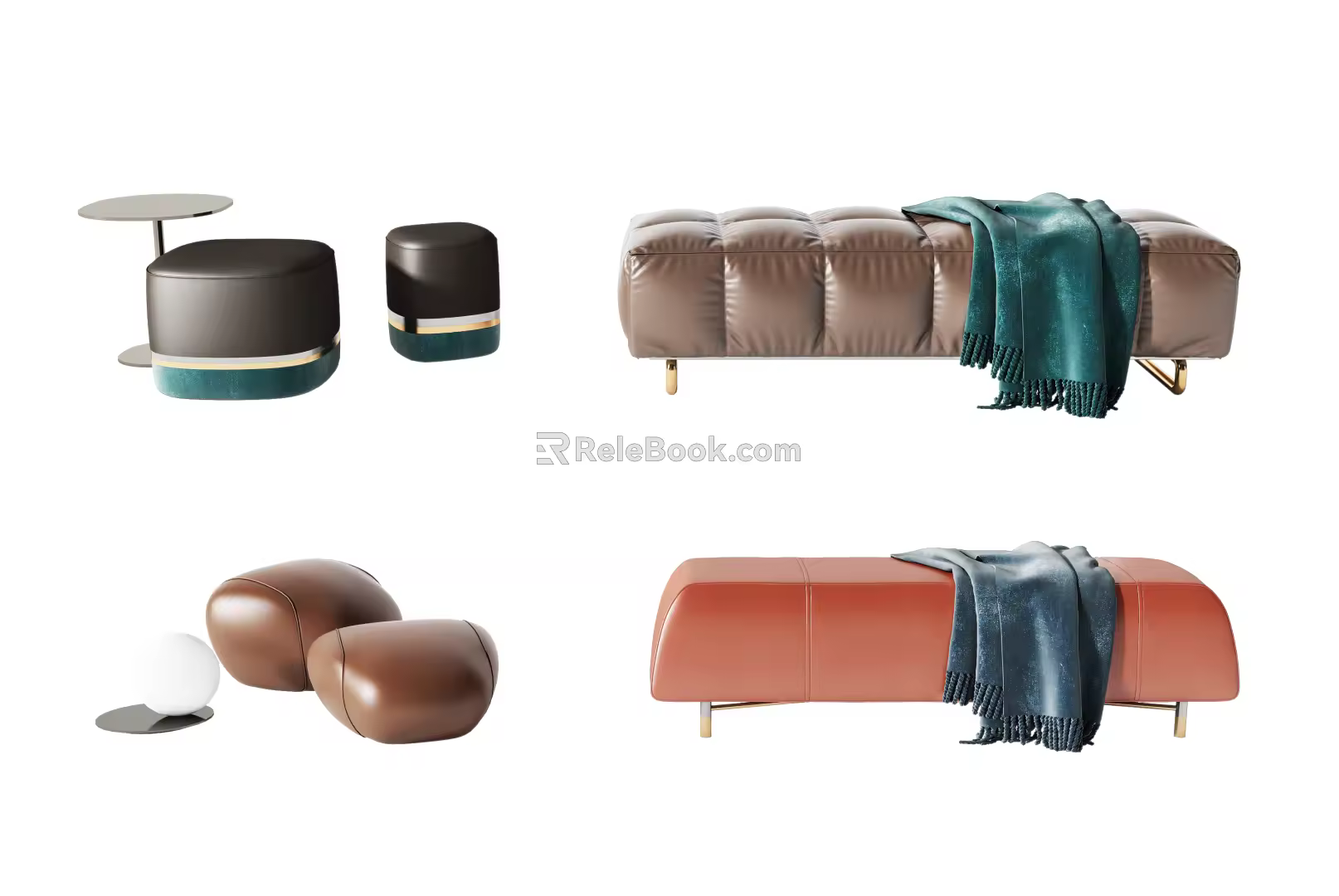 Modern sofa stool sofa stool combination 3d model