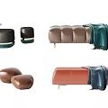 Modern sofa stool sofa stool combination 3d model