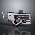 Futuristic Sci Fi Weapon 3D Model With Metallic Structure And Red Accents 3d model