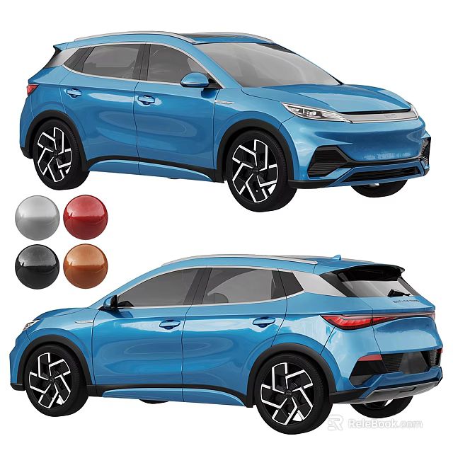 Blue SUV Car With Multiple Color Options Front And Rear Views 3d model