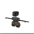 Rusty Blue Robot With Camera Eye Extended Mechanical Arms And Tank Like Base 3d model