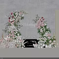 Elegant Wedding Floral Installation With Pink White Flowers And Beaded Curtain Backdrop