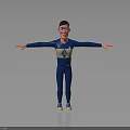 3D Character Wearing Blue Bodysuit With Number 4 On Chest Standing With Outstretched Arms