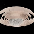 Modern Circular Ceiling Design With Layered Pleated Material And Crystal Tassels 3d model