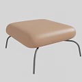 Modern Contemporary Light Brown Footstool With Upholstered Cushion And Metal Legs