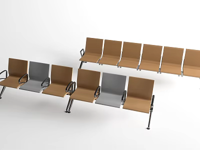 Modern Public Chairs Design With Brown Gray Seats And Metal Legs For Public Areas 3d model