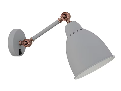 Modern Wall Lamp With Gray Lampshade And Adjustable Copper Accent Arm Design 3d model