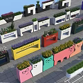 Colorful Outdoor Garden Planters With Various Designs And Flower Plants