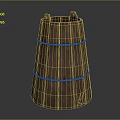 Wooden Bucket Shaped Decorative Ornament Set With Orange Hoops And Wood Grain