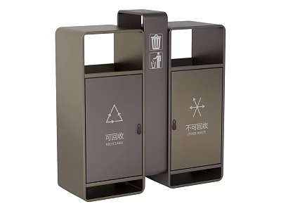 Public Double Compartment Trash Bins For Recyclable And Non Recyclable Waste 3d model