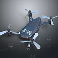 Black Drone With Four Propellers Vintage Metal Body And Unique Design Appearance