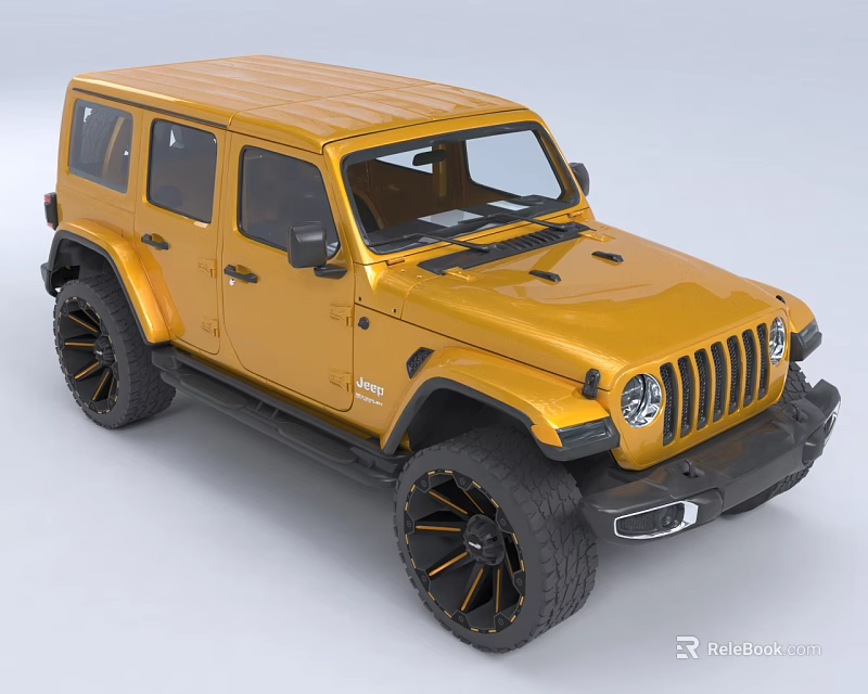 Yellow Off-road Vehicle With Black Alloy Wheels And Rugged Exterior Design 3d model 