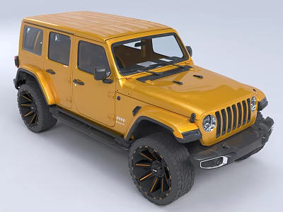 Yellow Off-road Vehicle With Black Alloy Wheels And Rugged Exterior Design 3d model