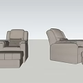 Modern Light Gray Fabric Single Sofa With Side Table And Ottoman 3d model