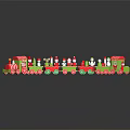Electric Toy Train With Multiple Green and Red Carriages And Santa Claus Figures