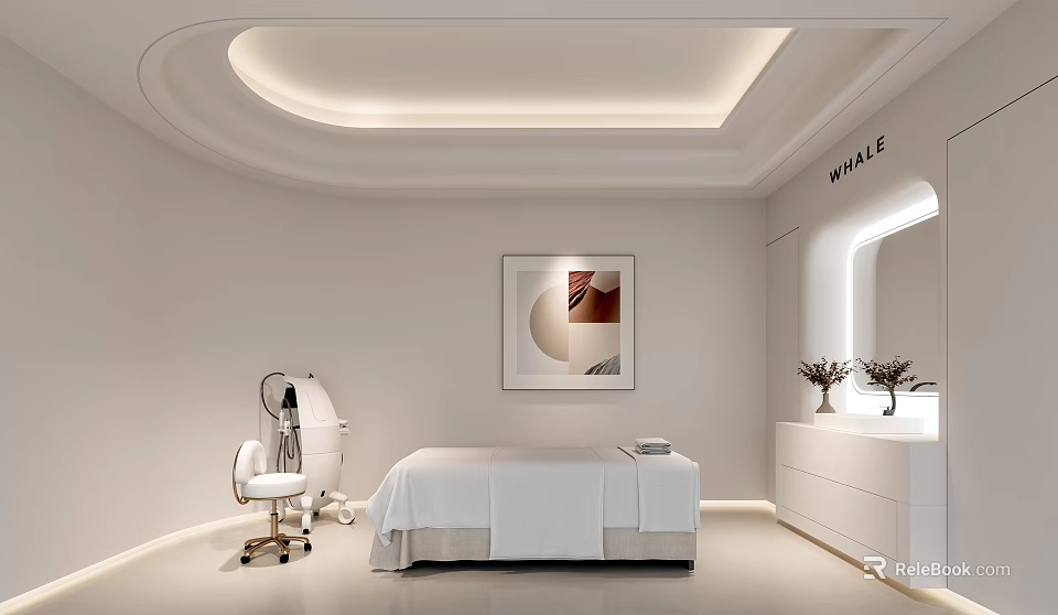 Modern Minimalist Beauty Salon Treatment Room With Professional Skincare Equipment And Elegant Cozy Interior Design 3d model 