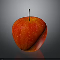 Fresh Red Apple With Shiny Surface Yellow Specks And Stem As Daily Living Item