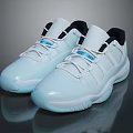 White Low Top Sneakers With Light Blue Sole Blue Logo And Black Accents
