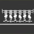 White Household Items Storage Rack With Multiple Hooks On Display Platform 3d model