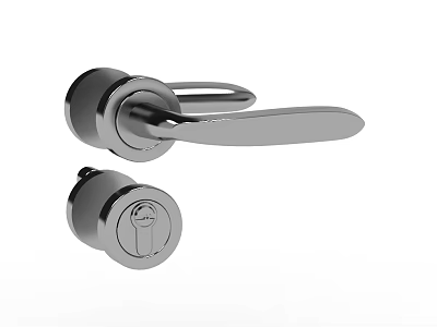 Modern Metal Door Handle With Sleek Design And Integrated Lock Cylinder 3d model