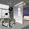 Modern Dental Clinic Interior With Treatment Chair Cabinets Sofa And Plant Table