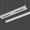 Sleek Silver Suspended Strip Lights With Minimalist Design And Modern Style