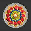 Delicious Fruit Tart Decorated with Fresh Strawberries Blueberries and Creamy Filling