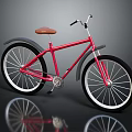 Stylish Red Bicycle With Brown Seat Black Fenders And White Rims