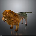 Colorful 3D Modeled Lion With Orange Mane Multicolored Body And Standing Pose Design