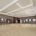 Dance Studio With Wooden Floor Windows And Fitness Balls For Ballet Practice By Female Dancers