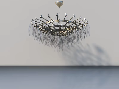 Modern Hinged Door In Interior With Stylish Chandelier And Clean Lines 3d model