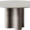 Round Concrete Dining Table With Minimalist Cylindrical Base Design And Smooth Surface 3d model