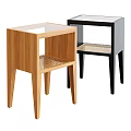 Modern Side Table With Natural Wood Frame Rattan Shelf And Glass Top Design