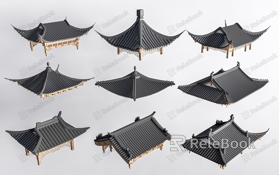 Chinese-style Eaves Eaves Combined Building Roof Ancient Building Component Roof Component Door Head model