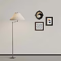 Stylish Interior Wall Decor With Floor Lamp Oval Mirror And Square Frames 3d model
