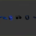 Professional Boxing Equipment Collection Featuring Blue Black Gloves Helmet and Shin Guards Set