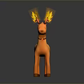 Orange Deer Character With Flaming Antlers And Collar On Dark Background