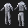 Gray Sportswear Tracksuit Set With Long Sleeve Jacket And Cargo Pants Featuring Pockets