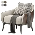 Different Modern Single Sofa Styles with Patterned Pillows and Cozy Blankets 3d model